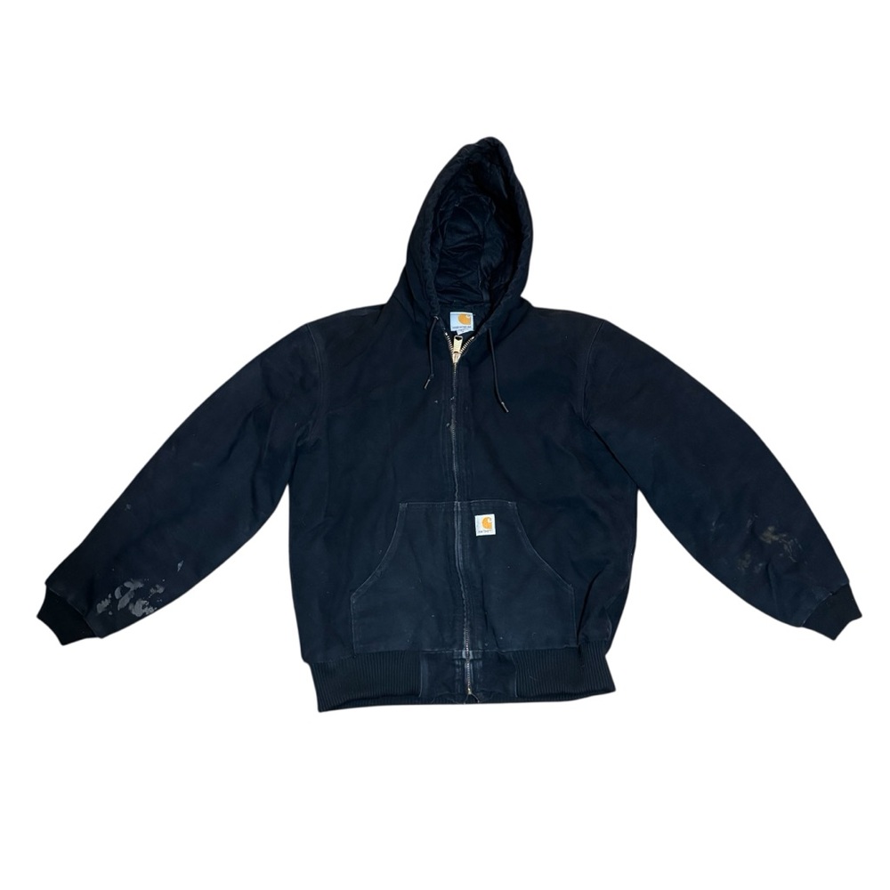 Vintage UFCW Worked In Men’s Carhartt Blavk Hooded Zip Work Jacket Size M